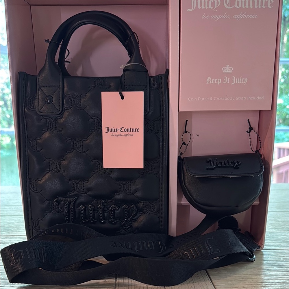 Juicy Couture Black Quilted Bag Set